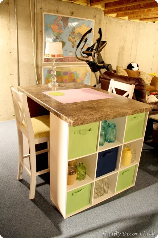 craft table from cube shelves