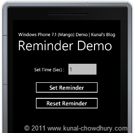 WP7.1 Demo - Reminder Application Main UI WP7.1 Demo - Reminder Application Main UI