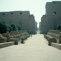 32.- Avenida de esfinges y pilonos en Karnak