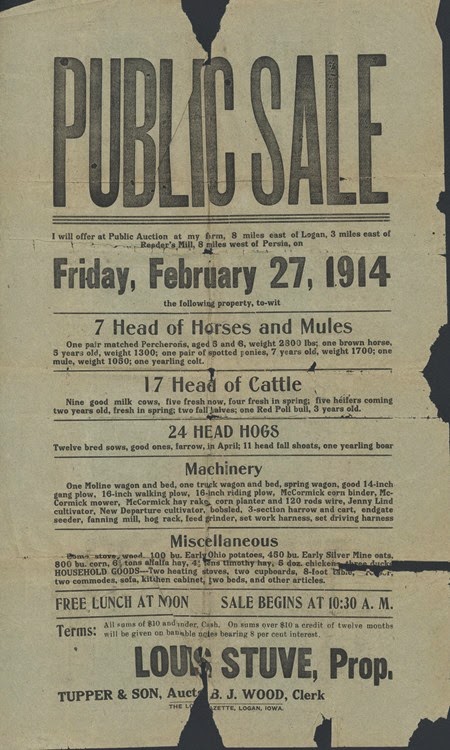 1914 Auction Bill