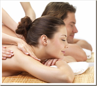 Hands massaging beautiful women