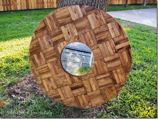 decorative mirror made of wood shims 1