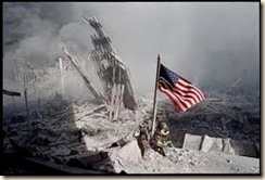 9-11 Flag in Rubble