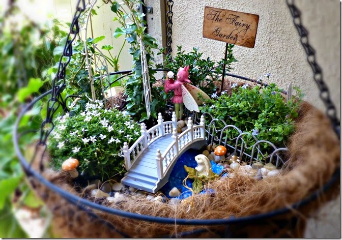 Hanging Fairy Garden with Water Feature