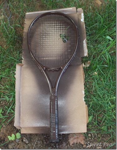 Tennis Racket Dahlia - Use an old or broken tennis racket to make a Tennis Racket Dahlia to hang on a wall or door.