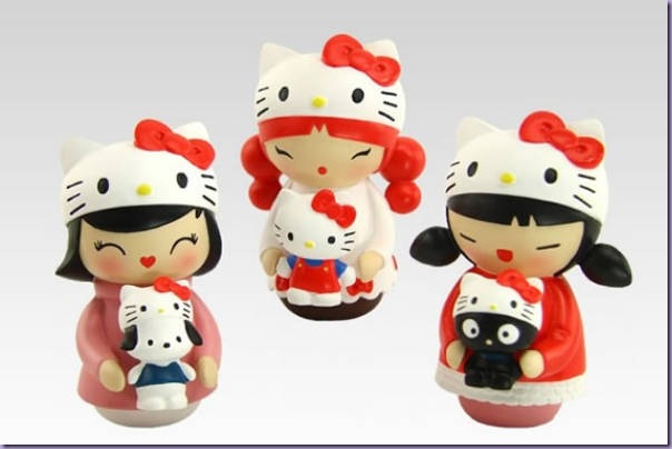 Momiji-Hello-Kitty-Trio-Bonecas-Madeira-Chococat