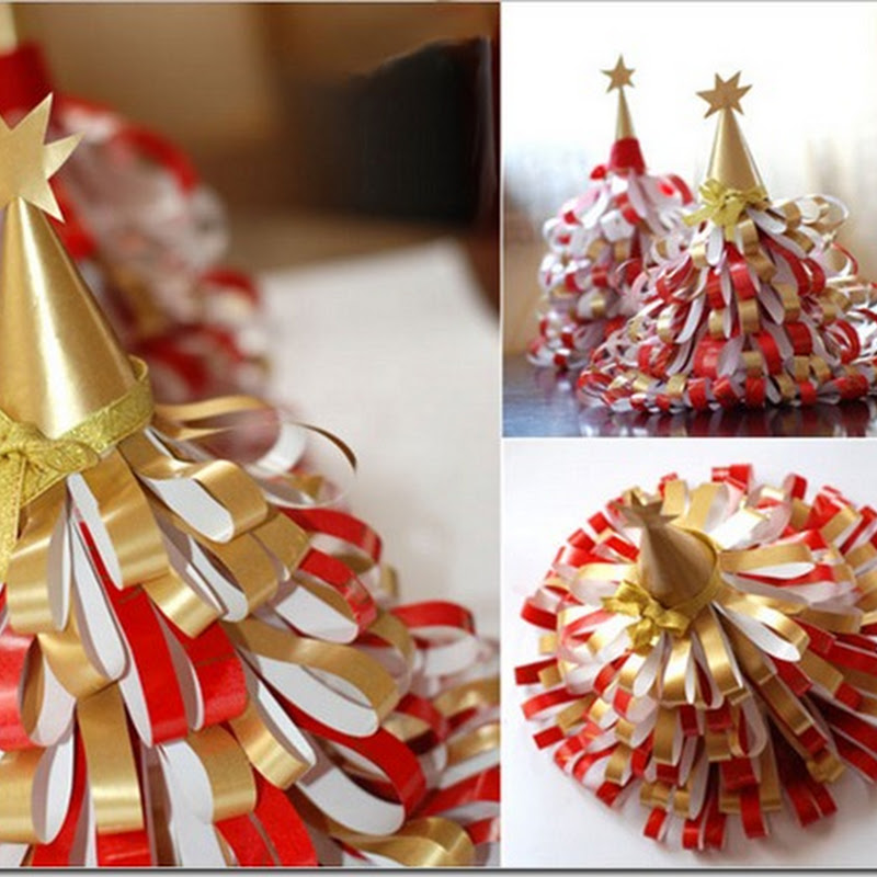Manualidades navidad: árbol hecho con tiras de papel