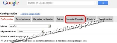 Exportar marcadores de Google Reader