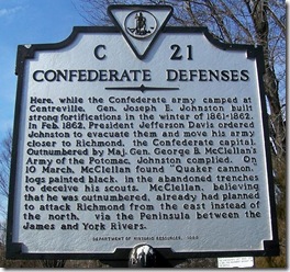 Confederate Defenses Marker C-21 Fairfax Co. VA