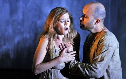 Barbara Hannigan as Agnès and Bejun Mehta as the Boy in WRITTEN ON SKIN at the Festival d'Aix-en-Provence [Photo courtesy of News of the World; photographer uncredited]