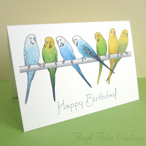 C6 budgies birthday card 1