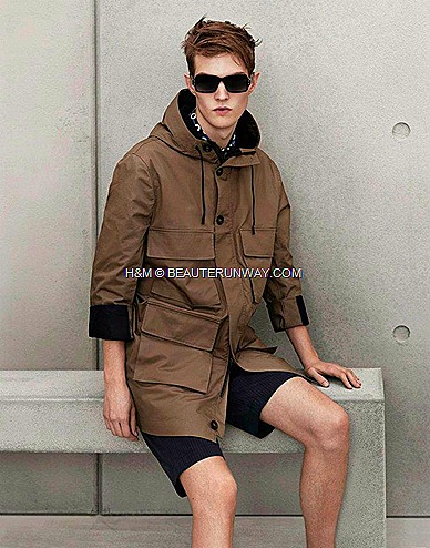 Marni H&M Mens Khaki Parka Coat, Shorts, Scarf