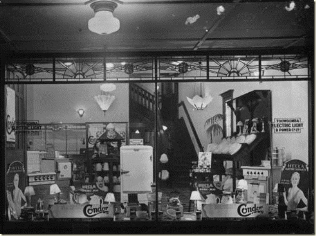 Electrical wares on display in the Toowoomba Light and Power Companys shop window