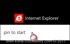 Click Pin to Start to pin the Application to the Start Page