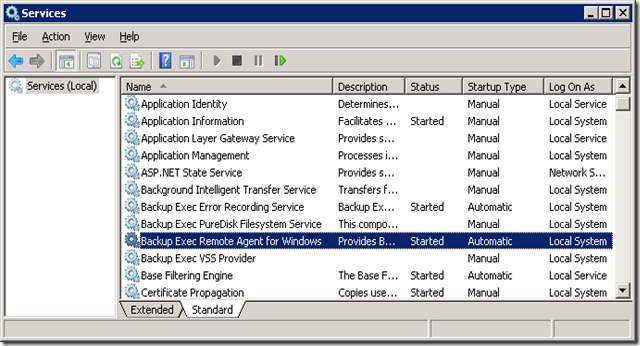 07 Start Backup Exec Remote Agent for Windows