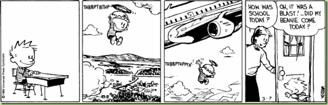 calvin imagines his flying beanie