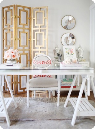 Gold and White Office
