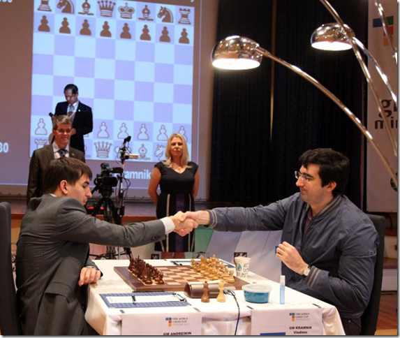 Kramnik vs Andreikin, Game 3 yesterday, Final WC 2013
