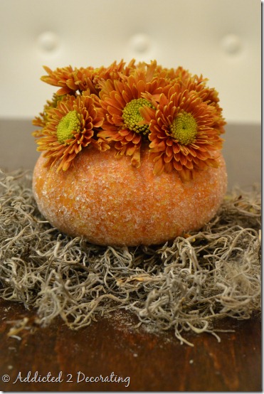 miniature pumpkin vase with epsom salt before picture