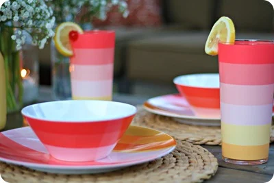 coral striped dishes target