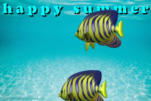 happy summer fish swim in the Mediterranean Sea 3d gif animation free blog ecards gifts idea