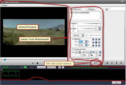 Menu Preview dan Text Watermark Video Watermark Pro