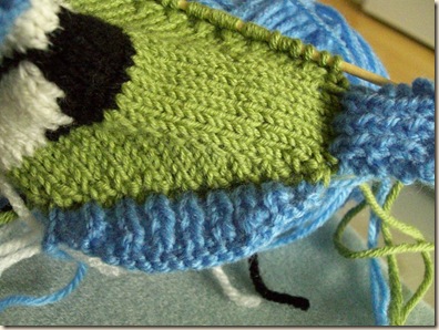Pick up and knit stitches for second wing