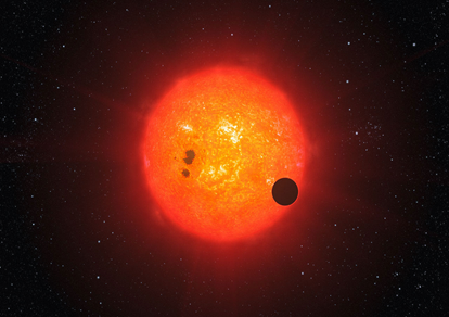 ilustração do trânsito de um exoplaneta