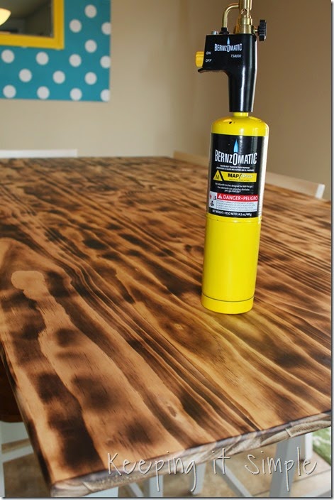 DIY Dining Table with Burned Wood Finish using a BernzOmatic Blow Torch -  Keeping it Simple