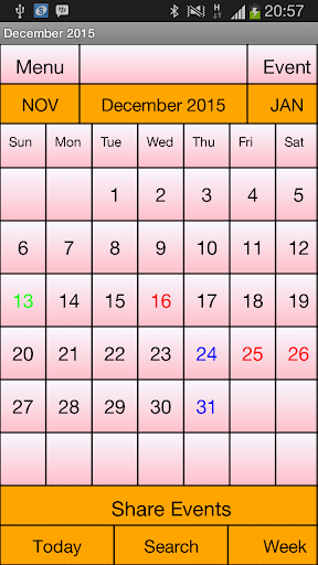 Calendar Me South Africa 2015