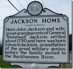 Jackson Home side of marker in Hardy County, WV