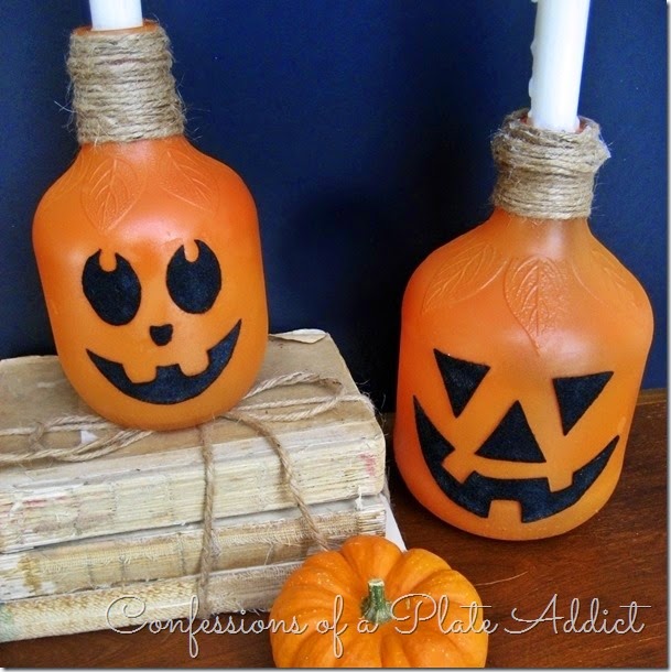 CONFESSIONS OF A PLATE ADDICT Country Living Inspired Jack-o'-Lantern Candlesticks