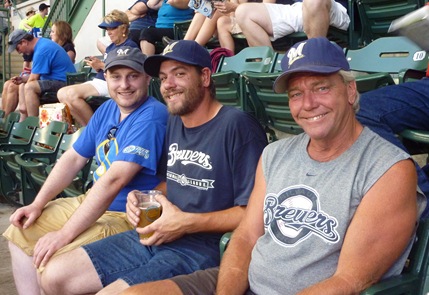 Kevin, Eric and Jeremy Potter at Brewer Game 7-22-13