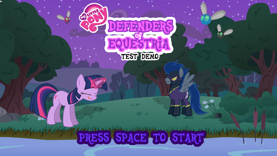 The title screen for the Defenders of Equestria demo.