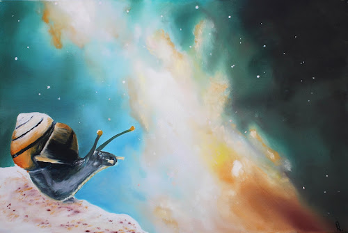 <p>
	Snail in Space</p>
<p>
	Oil on Canvas</p>
<p>
	20x 30</p>
<p>
	SOLD</p>
<p>
	 </p>
<p>
	Also available in Prints or Cards</p>

