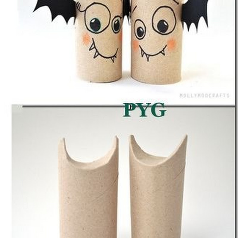 Murciélagos  hechos con tubo de papel higiénico