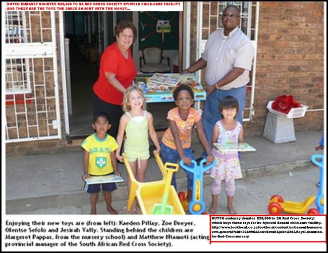 Dutch embassy R20D donation to SARCS Rynfield Benoni nursery buys few plastic toys