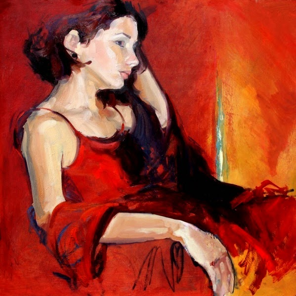 ?Red Mirage? - Oil and Acrylic Painting of a Woman