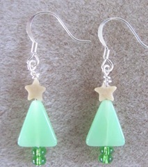 Cape triangle green christmas tree earrings