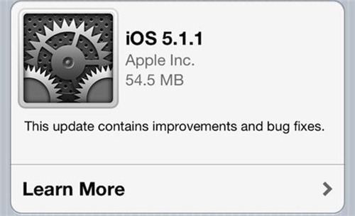昨日 Apple 釋出 iOS 5.1.1 軟體更新，所有支援 iOS 5.1 的裝置均可以進行更新。這次的軟體更新僅只提供效能增加與部分的錯誤修正