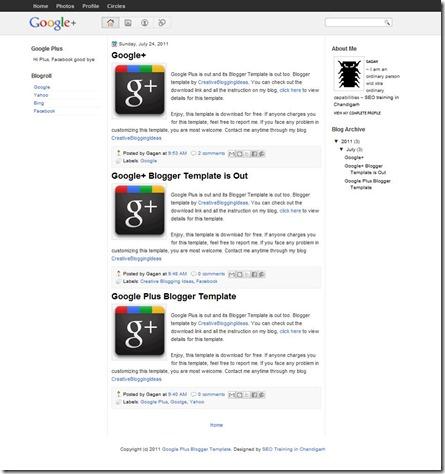 google plus blogger template