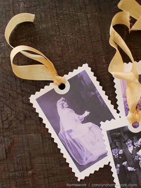 Vintage Photo Wedding Tags via homework | carolynshomework.com