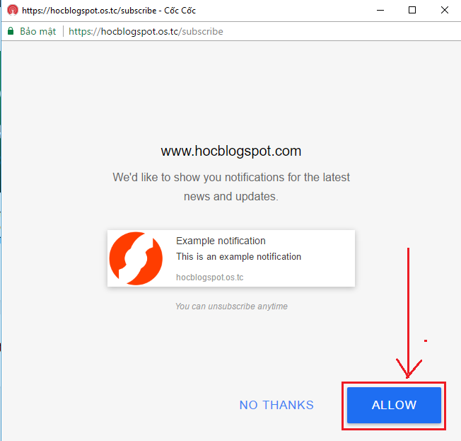 Cho phép nhận thông báo từ Blogspot Cho phep nhan thong bao tu Blogspot