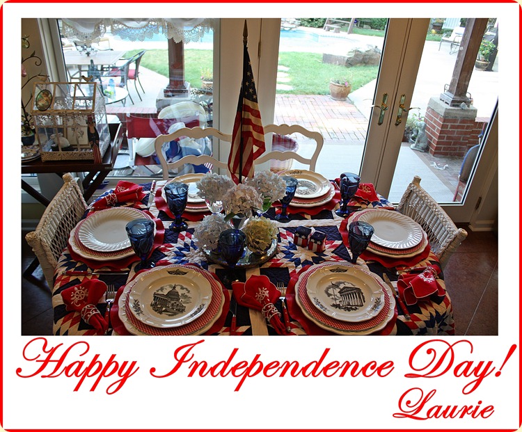 UD Capitol plates on 4th of July tablescape