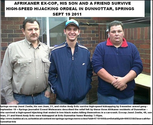 ZEELIE Joost excop _son Jean_and friend AndyBritz survive kidnapping Dunnottar Springs black gang Sept192011