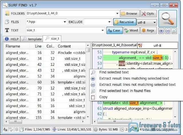 SurfFind : un logiciel portable pratique pour chercher rapidement des mots dans des fichiers texte