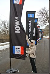 And the Iowa runner with the banner she represents.