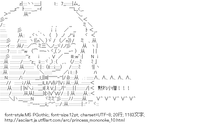 モロ もののけ姫 アスキーアートリサイクル保管庫 出張所