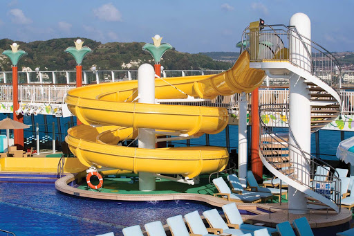 Waterslides and swimming are two of the many activities that kids and adults can look forward to aboard Norwegian Gem.