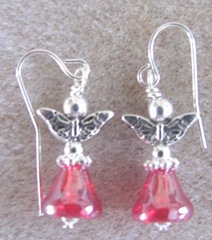 Cape red bell angel earrings with butterfly wings